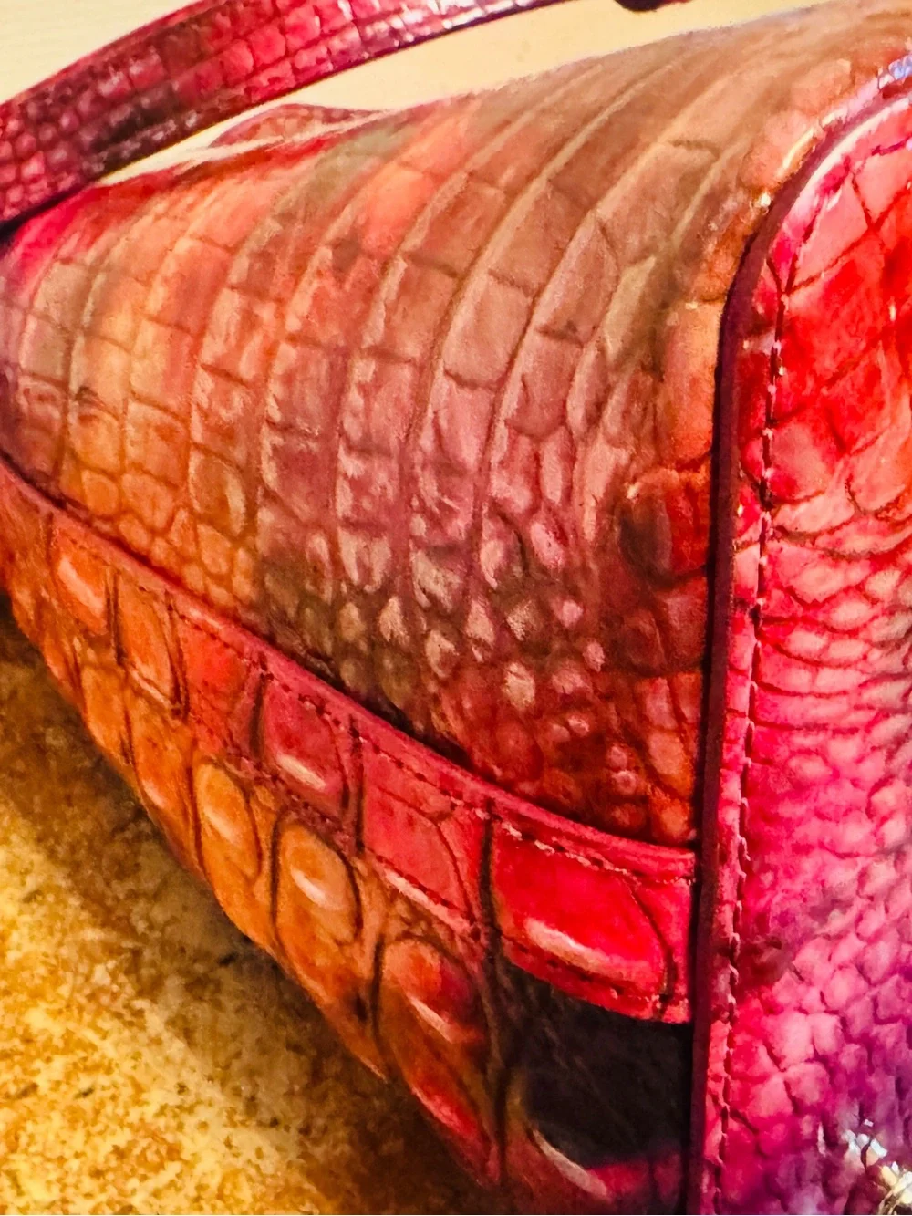RARE! Brahmin Spiced Berry Large Duxbury Croc-Embossed Leather Satchel!